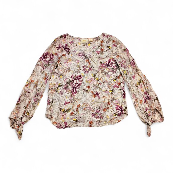 Maeve Tops - Maeve Floral Tie-Sleeve Blouse Size S  Lightweight Spring Top